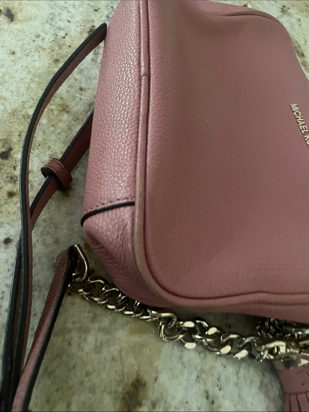 Michael Kors Dusty Rose Leather Tassel Crossbody Bag - Picture 8 of 9
